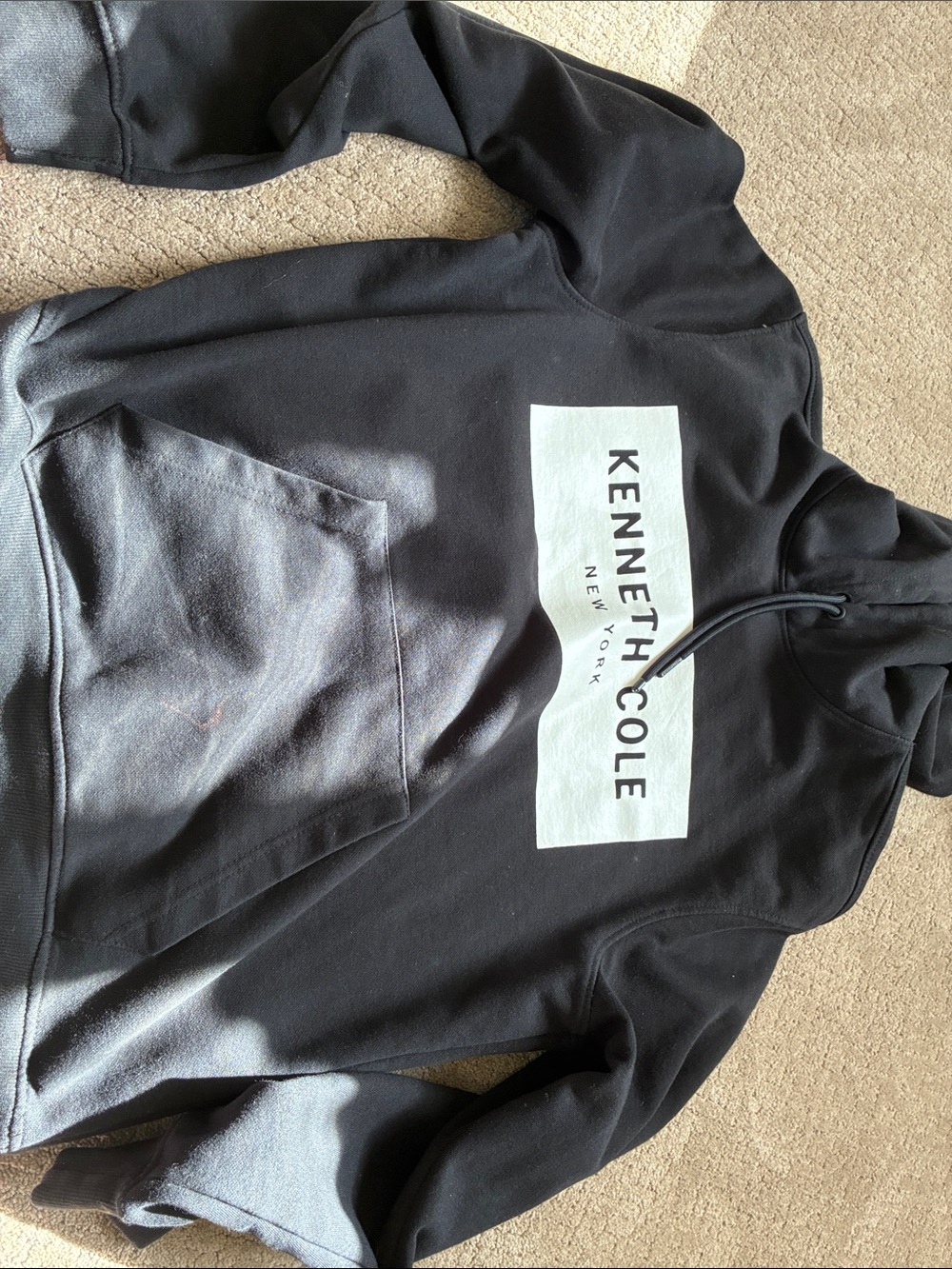 Kenneth Cole Black Hoodie with White Logo Patch